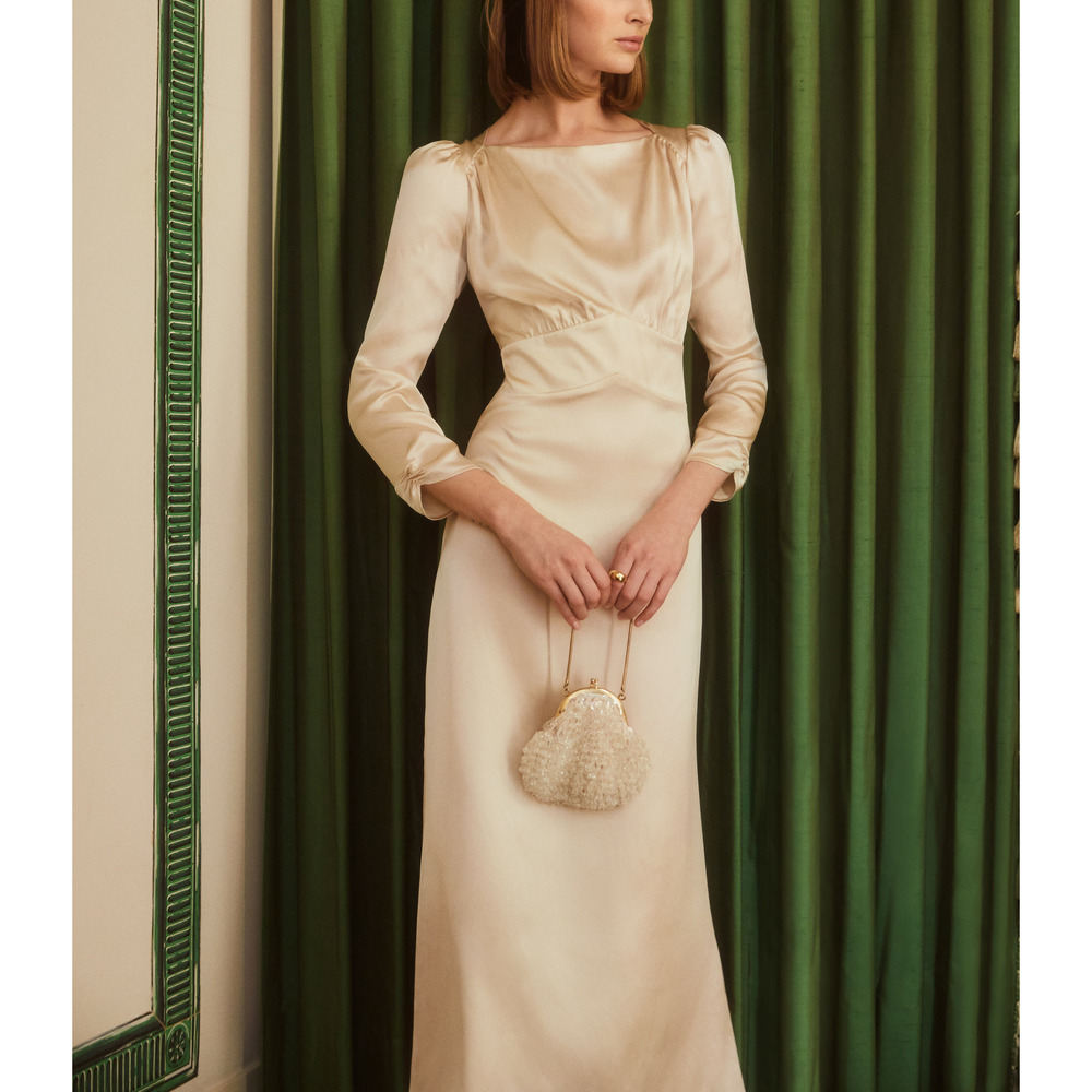 Reformation Cream Long Sleeve Dress